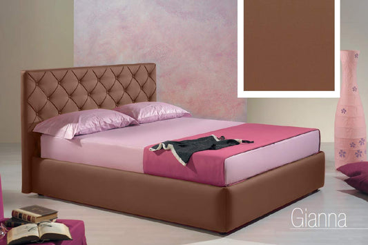 Dafne Italian Design Letto matrimoniale contenitore, similpelle, lavorazione capitonn?, marrone - 176x210xH100 cm - per materasso 160x190-100% Made in Italy (SFI)