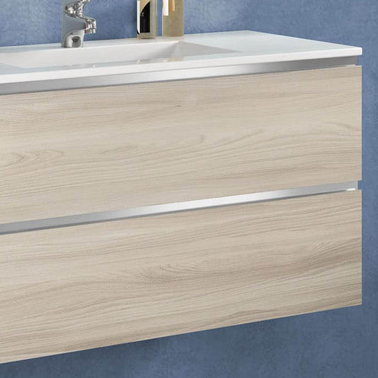Mobile da bagno "Vichy" colore olmo naturale composto da: componibile bagno sospeso cm 101x46x189 (base, lavabo, specchio) - colonna sospesa cm. 25x27x160 - base mobile a terra cm. 69x34x85