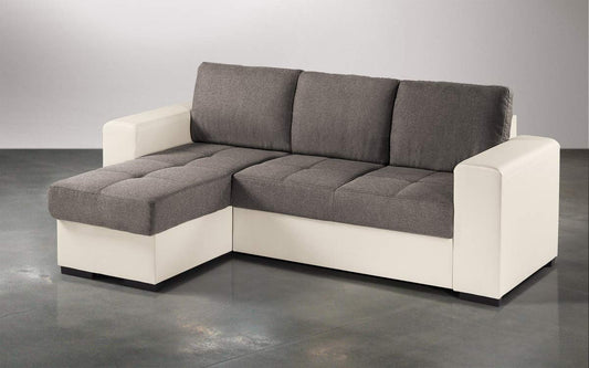 Dafnedesign.com - Divano angolare - Colore: grigio e bianco -, struttura in ecopelle - Dimensioni: cm 229 x 148 x 88h (STD)