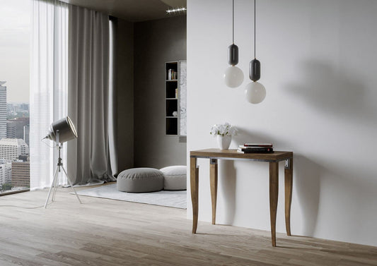 Dafne Italian Design Consolle allungabile Sciabola Libra Noce Telaio Grigio