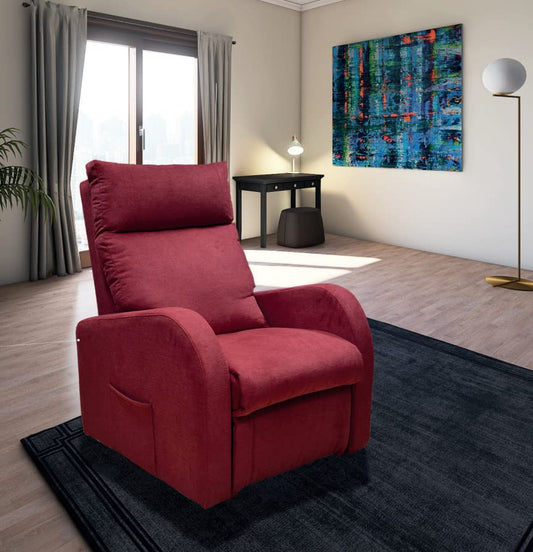 Dafne Italian Design Poltrona relax in tessuto antimacchia aquaclean colore rosso - misure cm. L 74 l 95 H 109 - Made in Italy