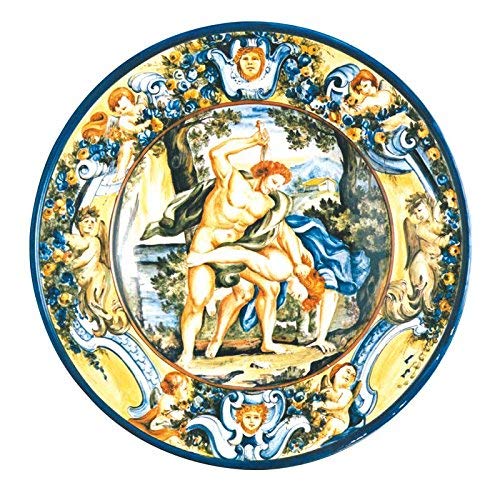Dafne Italian Design Piatto in ceramica artistica di Castelli Italia fatto e dipinto a mano - diametro 40 cm. Aulica 11