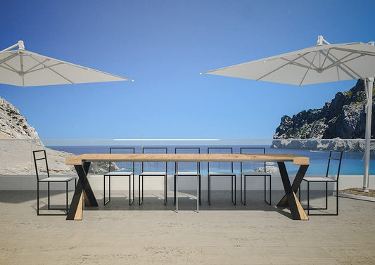 Dafne Italian Design Consolle allungabile Diago Abete Natura Telaio Antracite