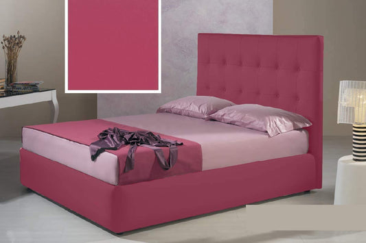 Dafne Italian Design Letto una piazza e mezza contenitore, similpelle lavabile, bordeaux -136x210xH140 cm - per materasso 120x190-100% Made in Italy