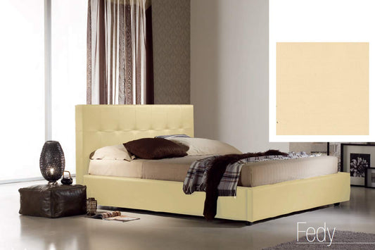 Dafne Italian Design Letto una piazza e mezza contenitore, similpelle lavabile, colore crema - Dimensioni: Larghezza 136 x 220 x H 100 cm - per materasso 120 x 200. - 100% Made in Italy (SFI)