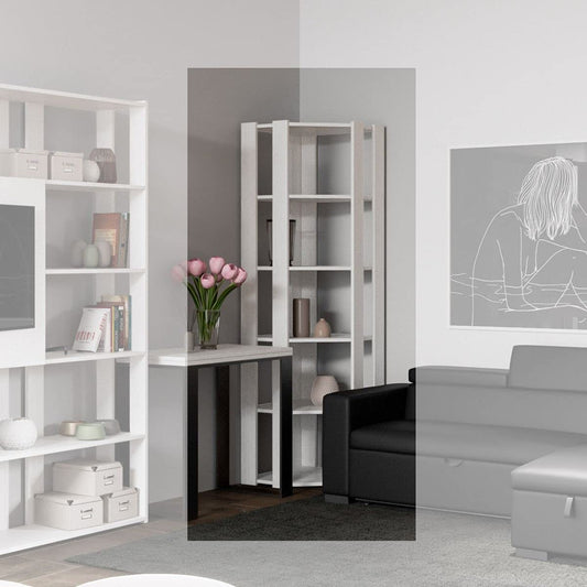 Dafne Italian Design Libreria Composizione Kato Angolo B Bianco Frassino 6R 4 Fasce lunghe + 2 fasce retro