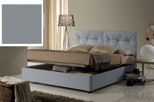 Dafne Italian Design Letto matrimoniale contenitore, similpelle lavabile, colore grigio chiaro - Dimensioni: Larghezza 174 x 215 x H 102 cm - per materasso 160 x 200. - 100% Made in Italy (SFI)