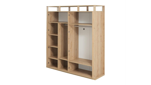 Dafne Italian Design Armadio quattro ante moderno modello Relax colore nero e legno misura 190x205x62 cm.