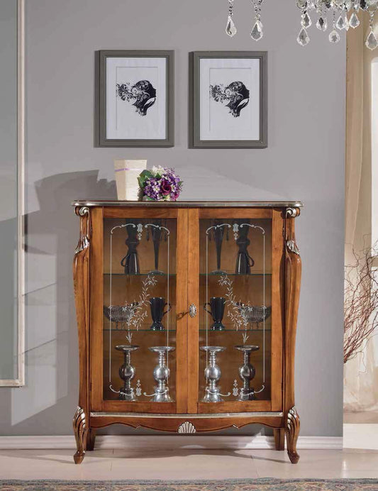 Dafne Italian Design Vetrinetta Stile Classico Noce (cm. L. 107 - P. 40 - H. 120) (TVG)