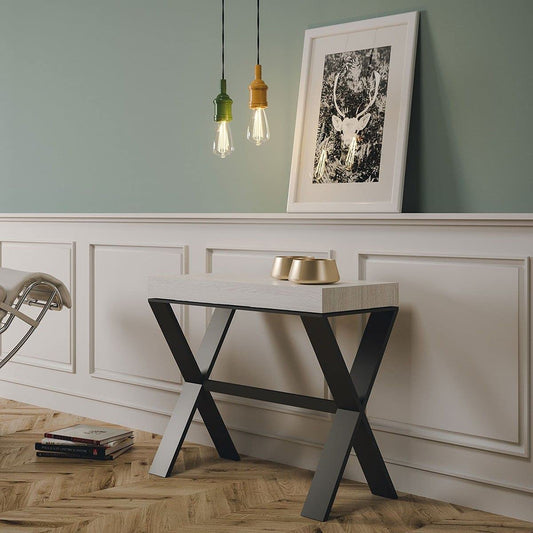 Dafne Italian Design Consolle allungabile Xenia Small Bianco Frassino Telaio Antracite