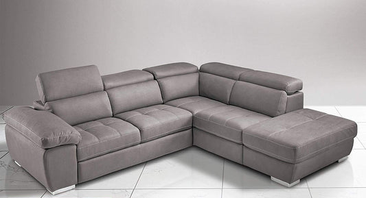 Dafne Italian Design Divano Letto angolare 3 posti con penisola a Destra. Similpelle Effetto Nabuk Talpa (cm. 285 x 245 x 97h)