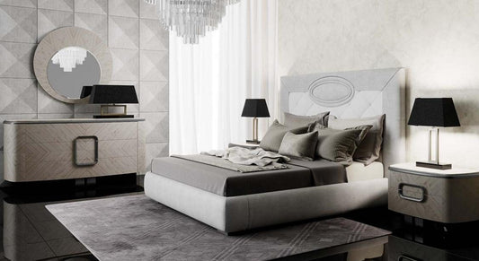 Dafne Italian Design 2 Comodini grigio chiaro lucido, H.51,5XP.50,5XL.75ﾳ. Laccatura gloss esalta e protegge l'essenza del legno