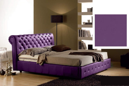 Letto matrimoniale contenitore, similpelle lavabile, lavorazione capitonn?, colore viola - Dimensioni: Larghezza 180 x 226 x H 114 cm - per materasso 160 x 190. - 100% Made in Italy (SFI)