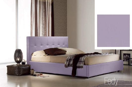 Dafne Italian Design Letto matrimoniale contenitore, similpelle lavabile, colore viola glicine - Dimensioni: Larghezza 176 x 220 x H 100 cm - per materasso 160 x 200. - 100% Made in Italy (SFI)
