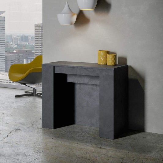 Itamoby Consolle allungabile Venus Antracite Spatolato con allunghe all'Interno L.90 P.48 H.77 allungabile a 296 cm
