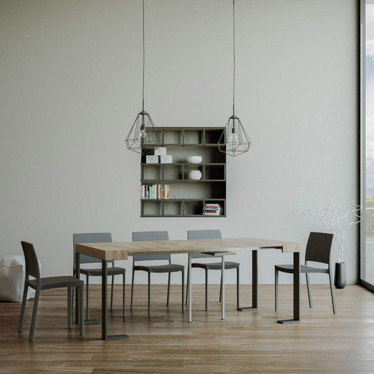 Itamoby Consolle allungabile Tecno Small Rovere Natura & Antracite L.90 x H.77 x P.40 (allungabile Fino a 196 cm)