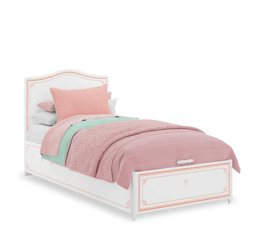 Dafne Italian Design Letto Selena Rosa con Base (100x200 Cm)