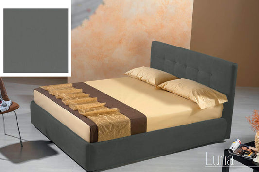 Dafne Italian Design Letto una piazza e mezza contenitore, similpelle lavabile, colore grigio - Dimensioni: Larghezza 136 x 210 x H 100 cm - per materasso 120 x 190. - 100% Made in Italy (SFI)