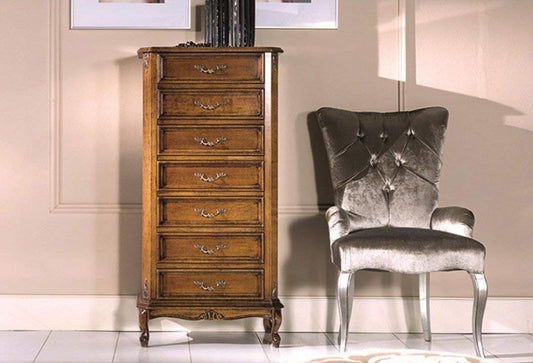 Dafne Italian Design Cassettieracassetti, noce scuro -cm: 58 cm - 35 cm - H 118 cm - 0,31 Mc - Stile classico - 100% Made in Italy (SF17)