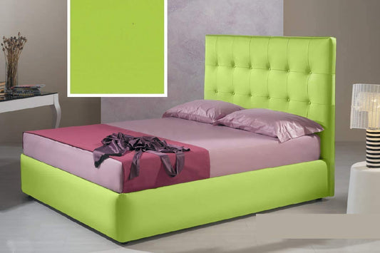 Dafne Italian Design Letto matrimoniale contenitore, similpelle lavabile, colore verde -176x220x140 cm - per materasso 160x200-100% Made in Italy