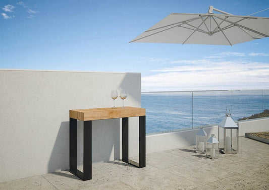 Dafne Italian Design Consolle allungabile Tecno Abete Tinto Telaio Antracite