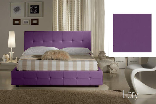 Dafne Italian Design Letto matrimoniale contenitore, similpelle, viola - 176x220xH100 cm - per materasso 160x200-100% Made in Italy