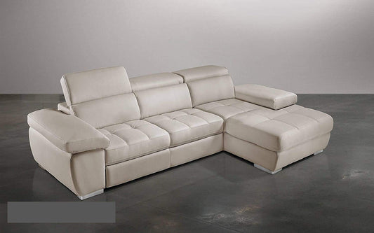 Dafne Italian Design Divano Letto angolare 3 posti con penisola a Destra. Similpelle Burro (cm. 277 x 182 x 97h)