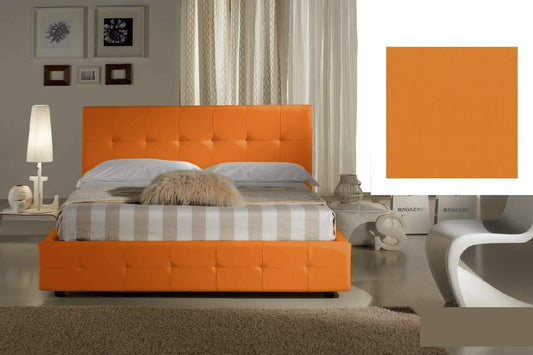 Dafne Italian Design Letto una piazza e mezza contenitore, similpelle, arancione - 136 x 220 x H 100 cm - per materasso 120 x 200-100% Made in Italy (SFI)