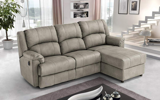 Dafnedesign.Com - Divano angolare 3 posti con penisola a Destra - Colore: Grigio - cm. 271 x 222 x 94h
