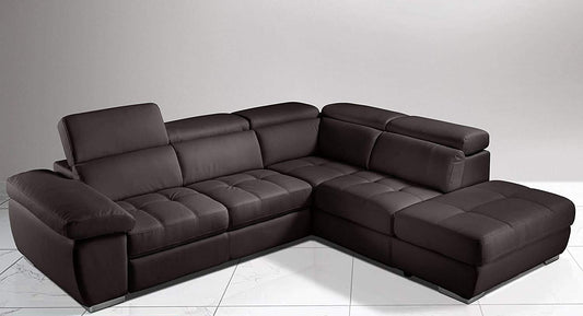Dafne Italian Design Divano Letto angolare 3 posti con penisola a Destra. Similpelle Marrone (cm. 285 x 245 x 97h)
