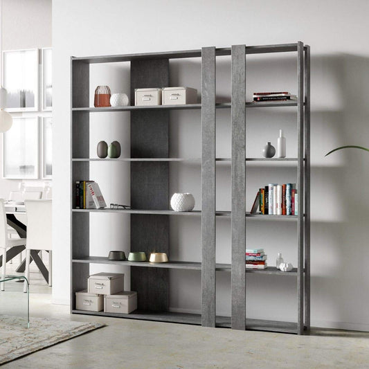 Dafne Italian Design Libreria Composizione C Kato 6R 2 fianchi 4 fasce lunghe Cemento