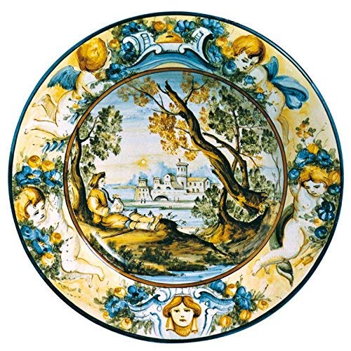 Dafne Italian Design Piatto in ceramica artistica di Castelli Italia fatto e dipinto a mano - diametro 30 cm. Aulica 11