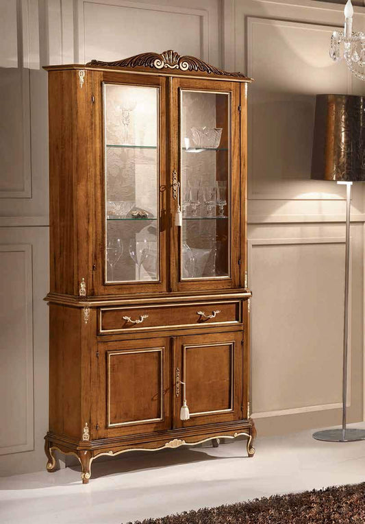 Dafne Italian Design Vetrinetta Stile Classico Noce (cm. L. 91- P. 35 - H. 195) (TVG)