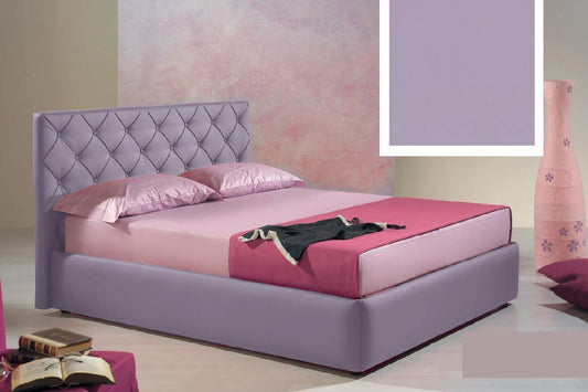 Letto matrimoniale contenitore, similpelle lavabile, lavorazione capitonn?, colore viola glicine - Dimensioni: Larghezza 176 x 220 x H 100 cm - per materasso 160 x 200. - 100% Made in Italy (SFI)