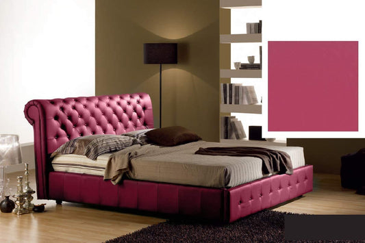 Letto matrimoniale contenitore, similpelle lavabile, lavorazione capitonn?, colore porpora - Dimensioni: Larghezza 180 x 226 x H 114 cm - per materasso 160 x 190. - 100% Made in Italy (SFI)