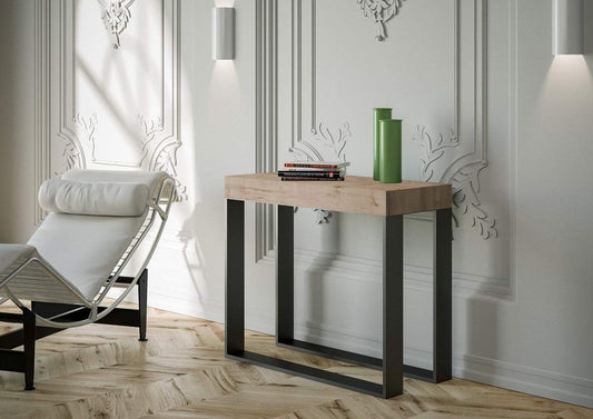 itamoby Consolle Allungabile in Legno e Ferro H77x40x90/300cm Elettra Rovere Classica