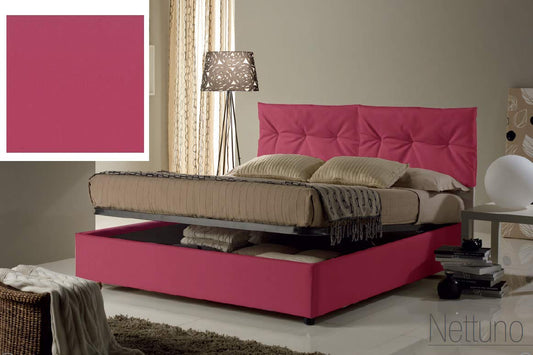 Dafne Italian Design Letto matrimoniale contenitore, similpelle, rosa scuro - 174x215x102 cm - per materasso 160x200-100% Made in Italy