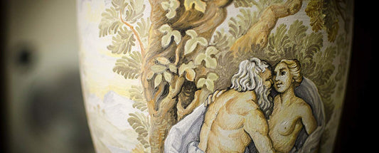 Dafne Italian Design Simonetti Vaso dipinto a mano in ceramica artistica di Castelli Italia H cm 33 Serie Aulica