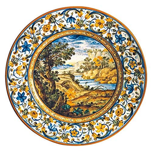 Dafne Italian Design Piatto in ceramica artistica di Castelli Italia fatto e dipinto a mano - Paesaggio Antico diametro 40 cm. Aulica 11