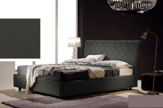 Letto una piazza e mezza contenitore, similpelle lavabile, trapuntato, colore nero - Dimensioni: Larghezza 138 x 218 x H 110 cm - per materasso 120 x 190. - 100% Made in Italy (SFI)