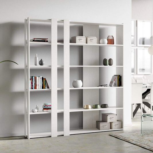 Dafne Italian Design Libreria Composizione C Kato 6R 2 fianchi 4 fasce lunghe Bianco Frassino