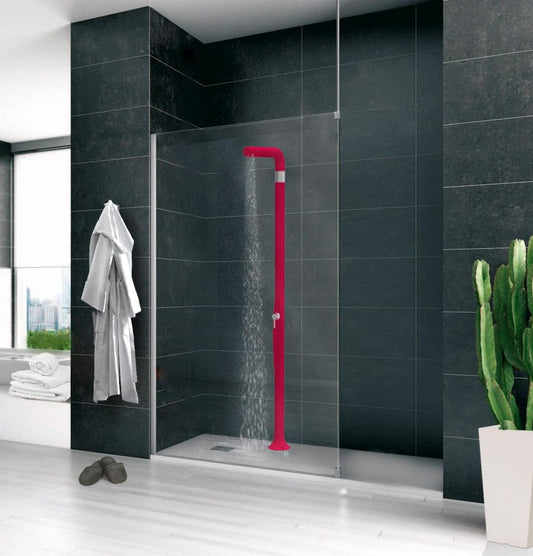 Doccia Classica a doppio ingresso acqua calda e fredda Arkema Funny Yang in Poletilene HD Doccia per interno e esterno con Miscelatore ARKEMA T205 7016 Antracite