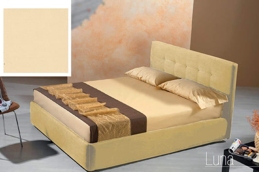 Dafne Italian Design Letto una piazza e mezza contenitore, similpelle lavabile, colore beige - Dimensioni: Larghezza 136 x 210 x H 100 cm - per materasso 120 x 190. - 100% Made in Italy (SFI)