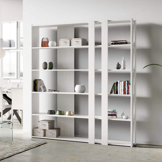 Dafne Italian Design Libreria Composizione C Kato 6R 2 fianchi 4 fasce lunghe Bianco Frassino