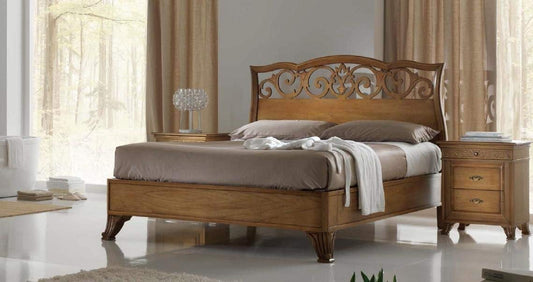 Dafne Italian Design Letto matrimoniale traforato legno chiaro, H.136XP.220XL.190 - per rete 180X200