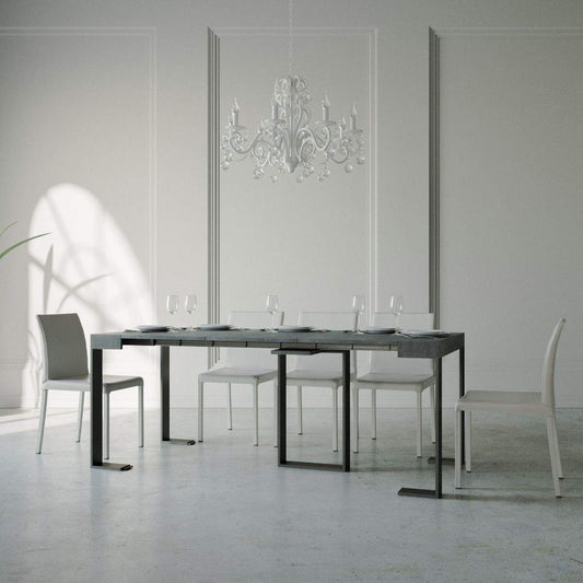 Dafne Italian Design Consolle allungabile Sintesi Small Cemento Telaio Antracite