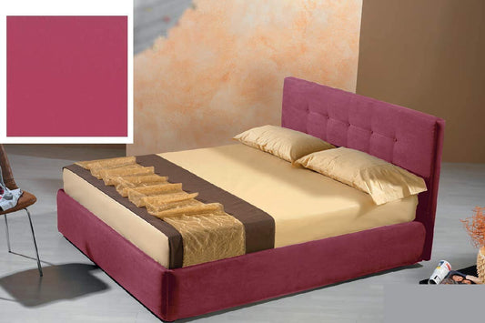 Dafne Italian Design Letto una piazza e mezza contenitore, similpelle lavabile, colore rosa scuro - Dimensioni: Larghezza 136 x 210 x H 100 cm - per materasso 120 x 190. - 100% Made in Italy (SFI)
