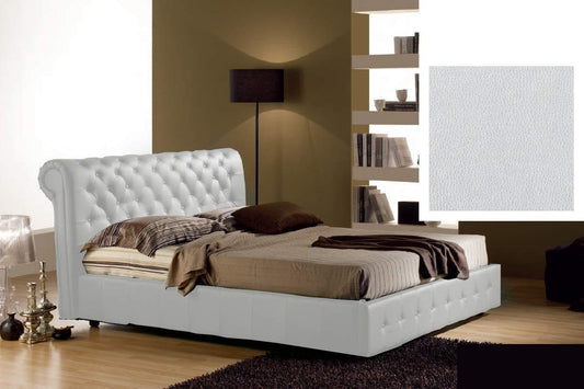 Letto matrimoniale contenitore, similpelle lavabile, lavorazione capitonn?, colore bianco - Dimensioni: Larghezza 180 x 226 x H 114 cm - per materasso 160 x 190. - 100% Made in Italy (SFI)