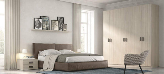 Dafne Italian Design Camera matrimoniale completa, colore olmo. 100% Made in Italy (SF21)