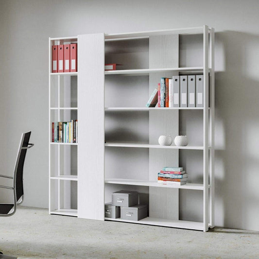 Dafne Italian Design Libreria Composizione B Kato 6R 2 fianchi 4 fasce lunghe Bianco Frassino